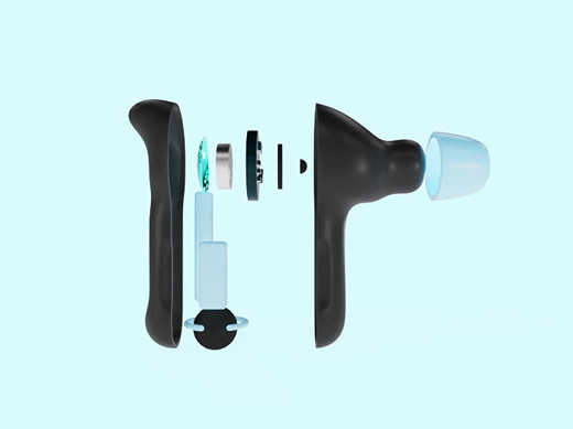 Image of a broken apart Aquabud, showing the interior components