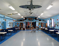A photo of the interior of the museum with displayed exhibits and models