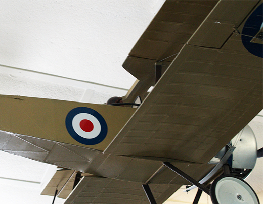 A photo of one of the plane models hanging in the museum