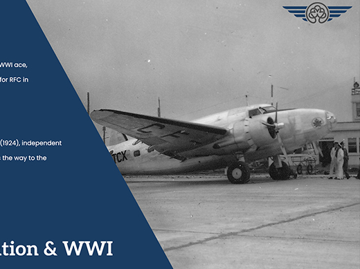 A freeze-frame of one of the looping banner ads displaying a plane and historical information