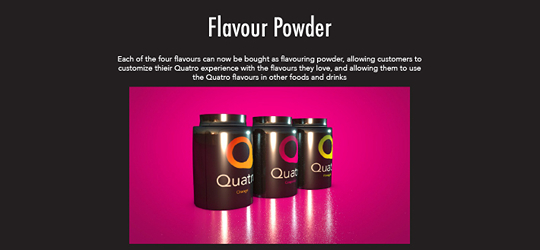 A screenshot of Quatro flavour packets, explaining what they are