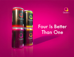 An image of a poster with the 4 singled out Quatro flavours and the text, Four is Better than One